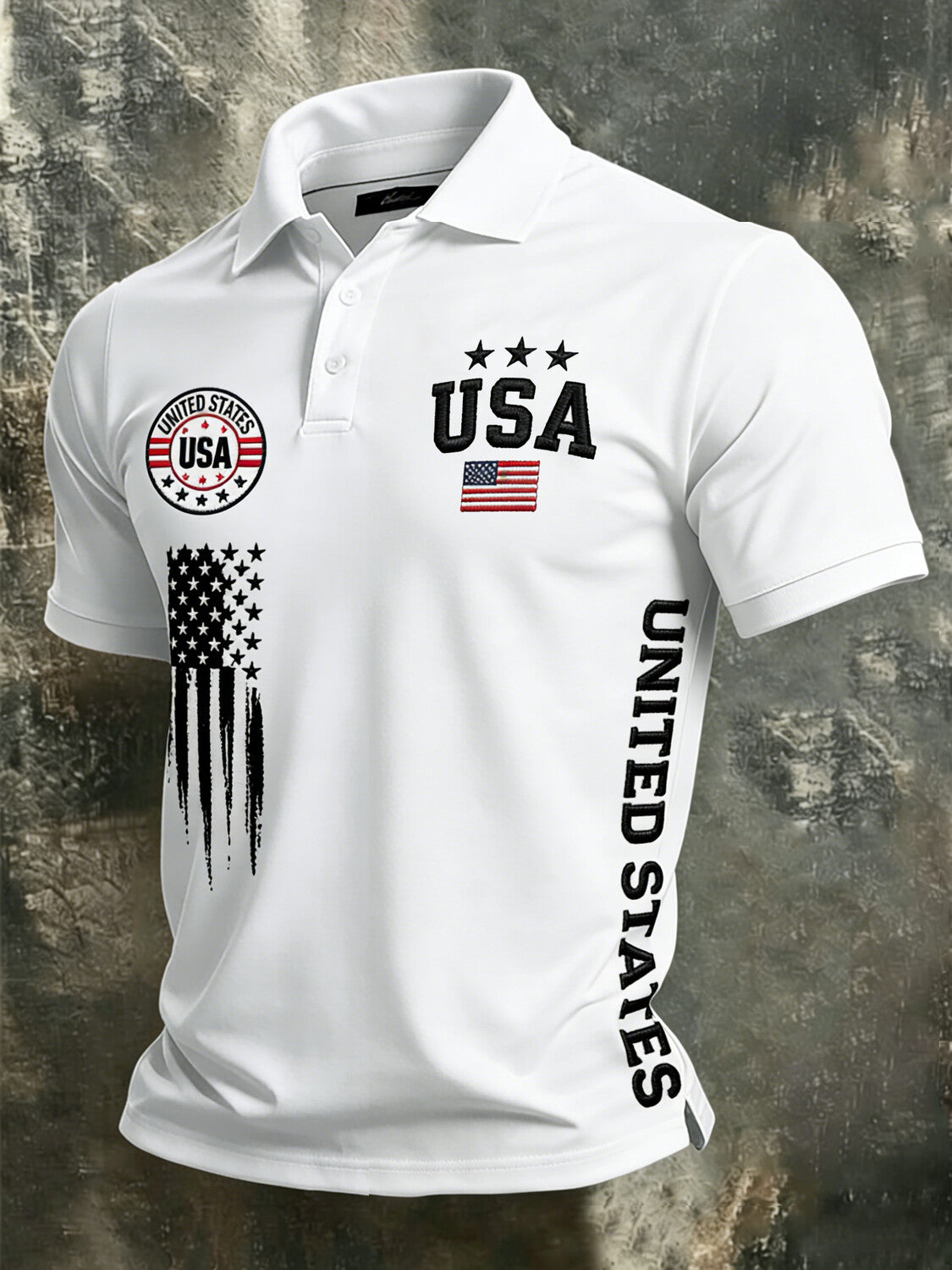 Men's United States USA Flag Print Polo Shirt
