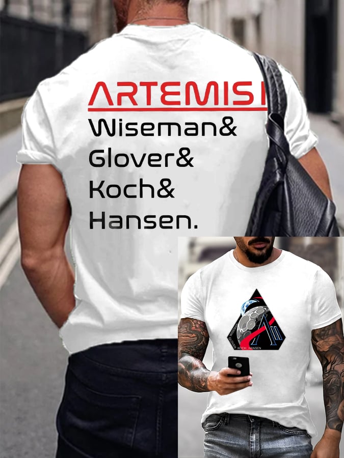 Men's Artemis II Round Neck Casual Printed T-Shirt