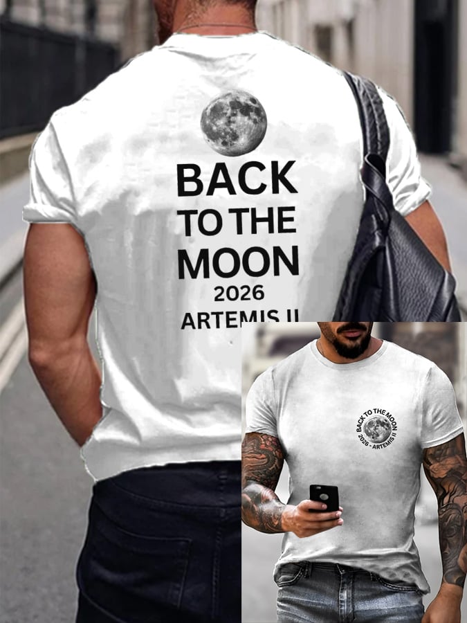 Men's Artemis II Round Neck Casual Printed T-Shirt