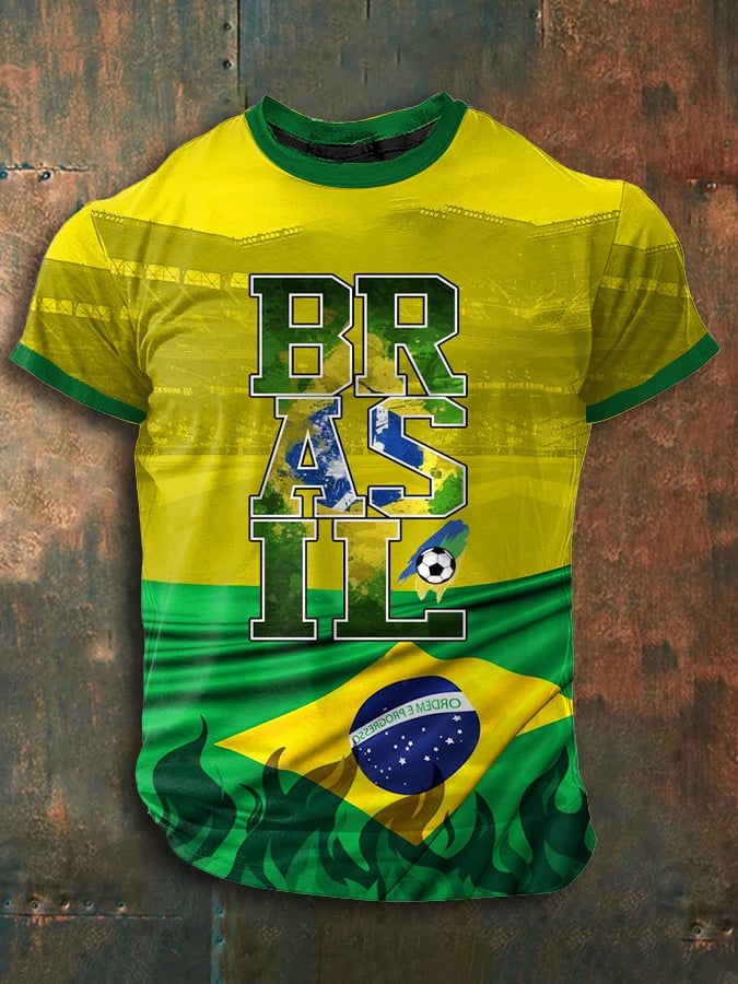 Brazil Retro Soccer Graphic T-Shirt