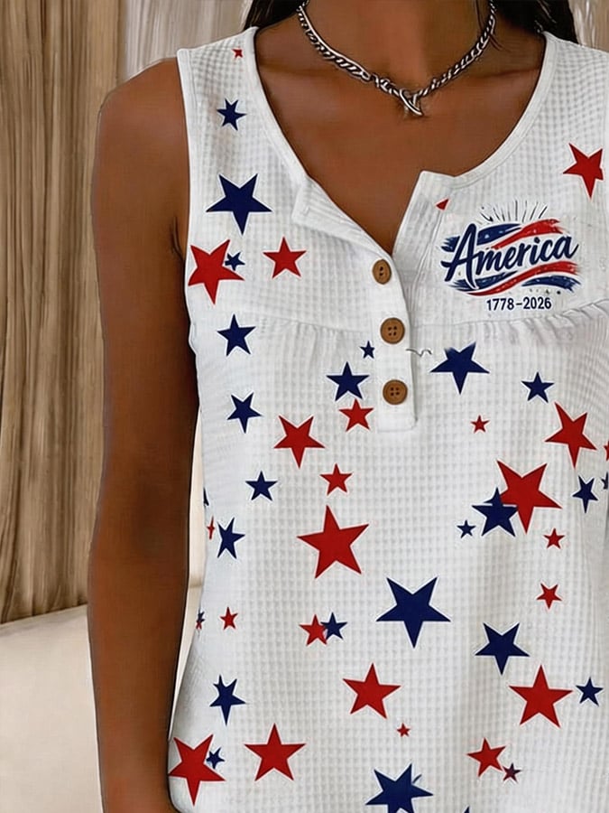 Women's Independence Day Print Waffle-Knit Top
