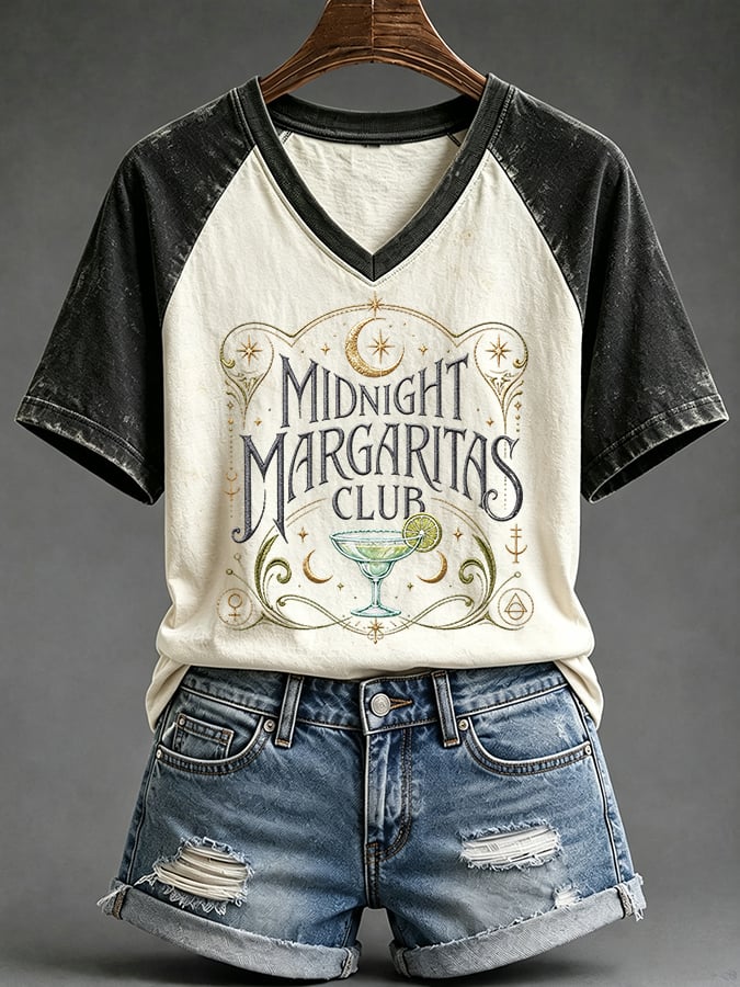 Women's Midnight Margaritas Print Casual T-shirt