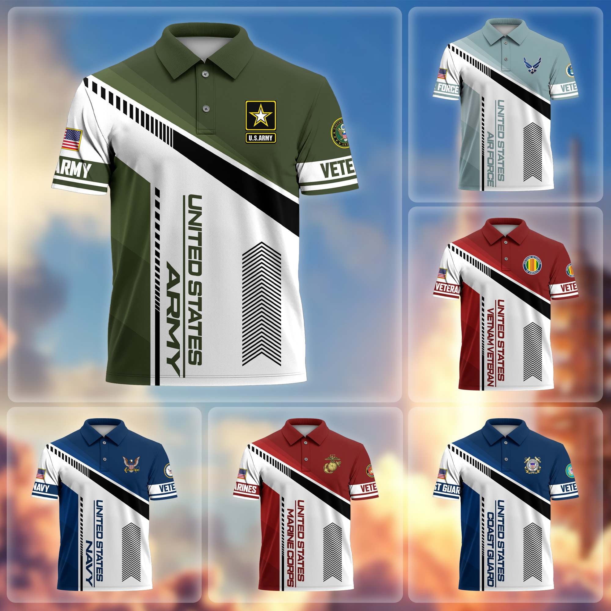 Premium US Veterans Polo Shirt CPHN220412, Gifts For US Veterans, Gifts On Father's Day, Veterans Day.