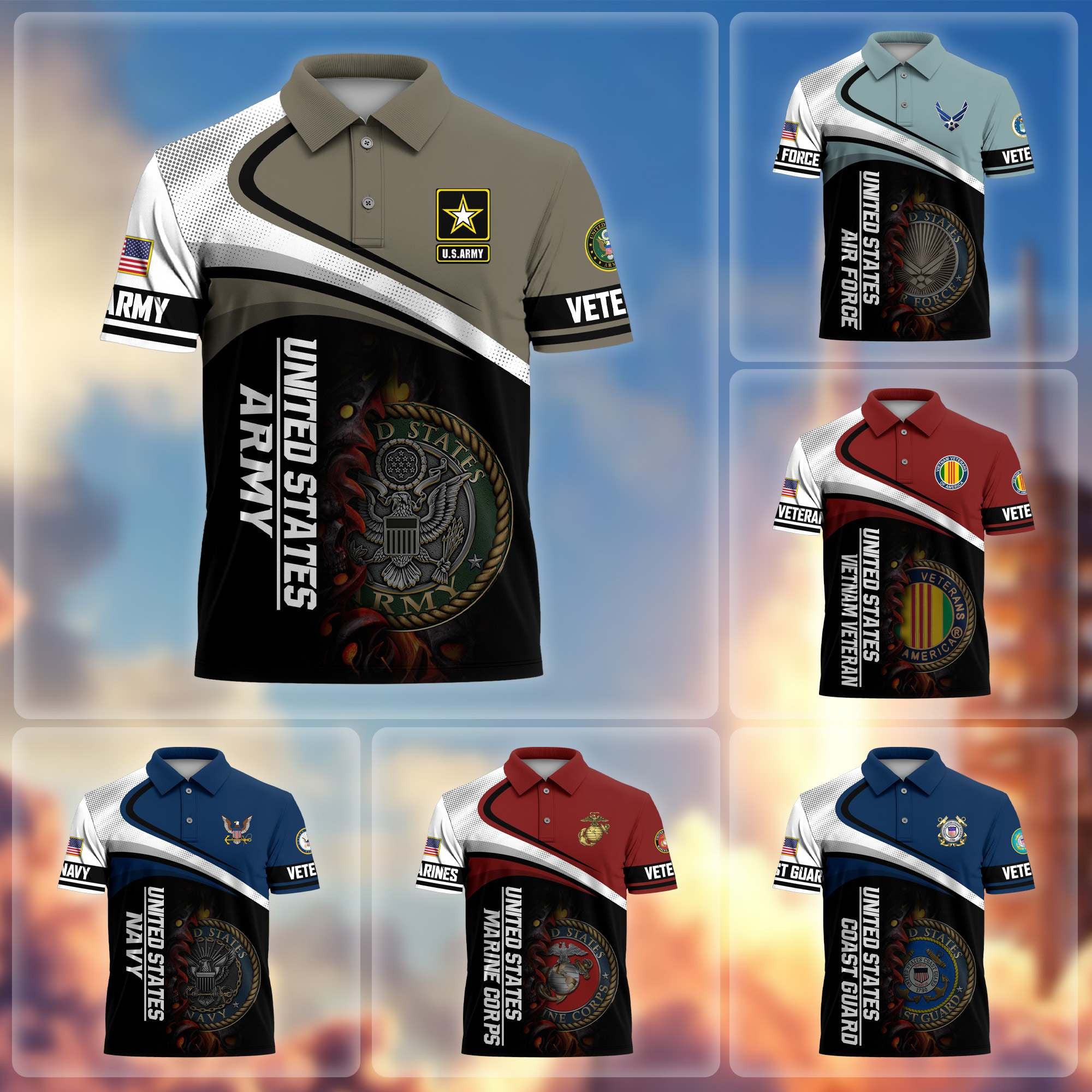 Premium US Veterans Polo Shirt CPHN220411, Gifts For US Veterans, Gifts On Father's Day, Veterans Day.