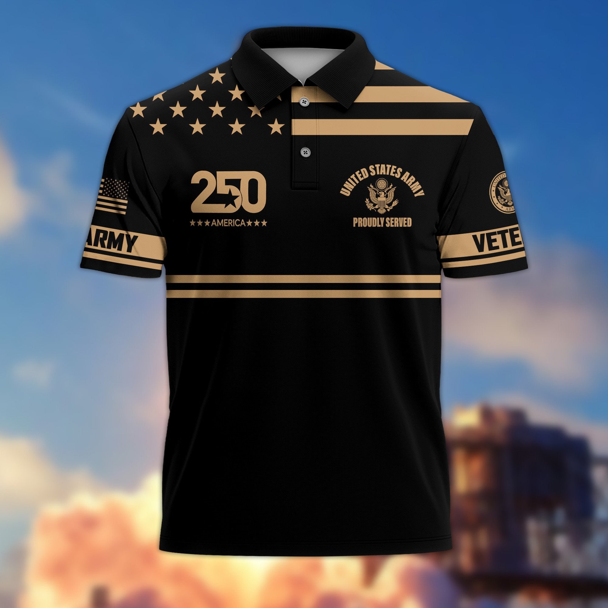 Premium America 250th Anniversary US Veteran Polo Shirt CPVC200301, Gifts for U.S. Veterans, Gifts for Independence Day, Veterans Day.