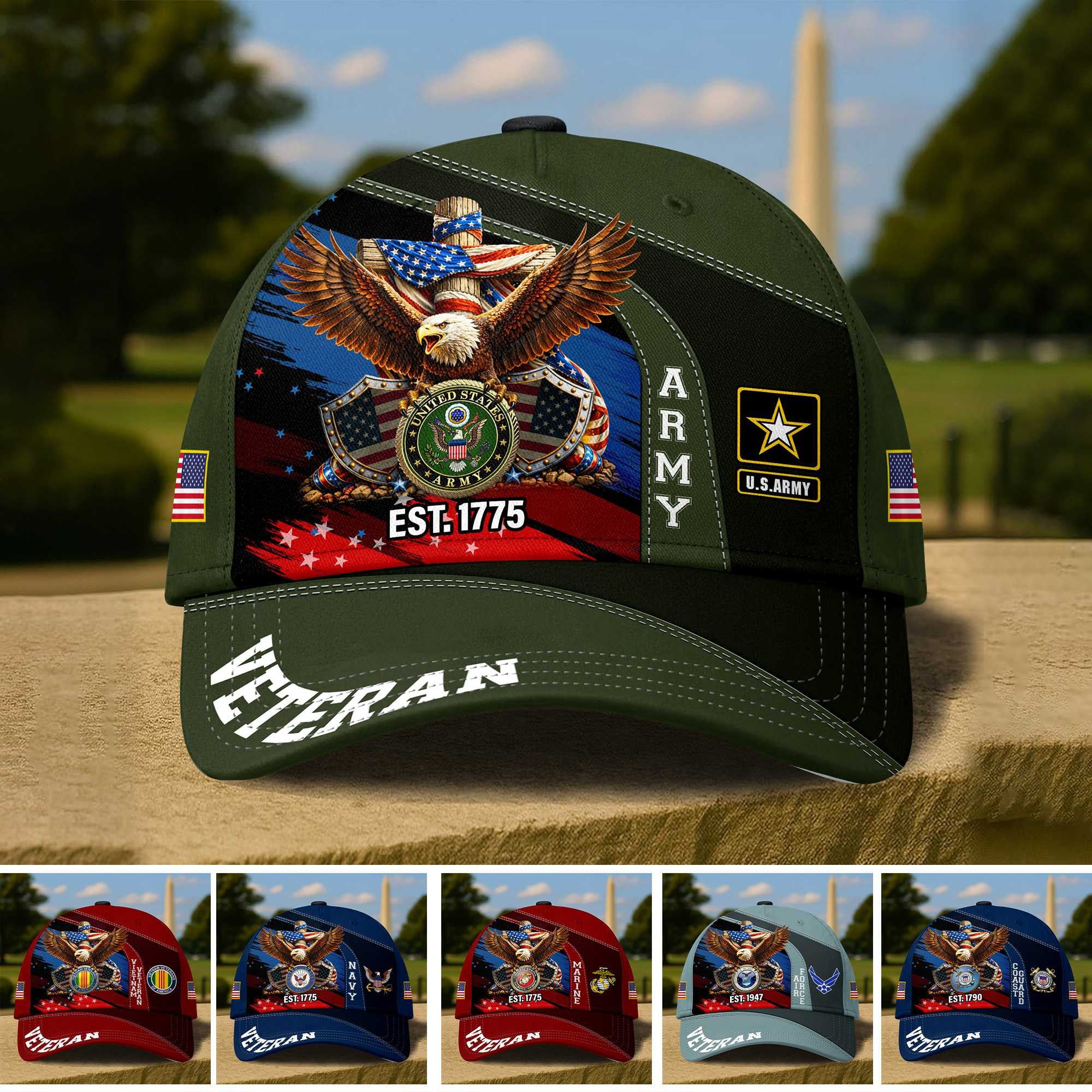 Premium US Veterans Baseball Hats ATTN070521, Gifts for US Veterans, Gifts on Veterans Day, Father's Day.