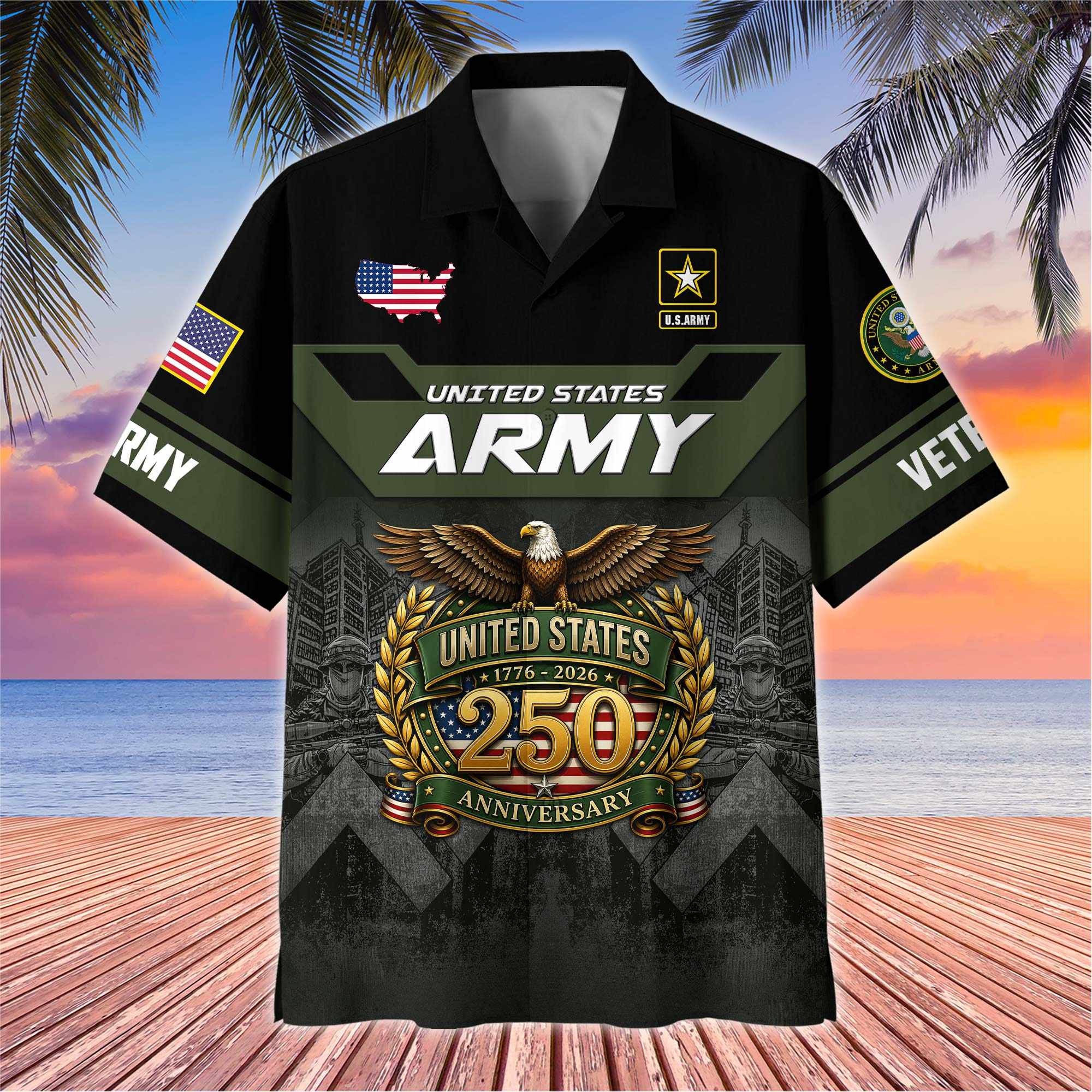 Premium America 250th Anniversary US Veterans Hawaiian Shirt ATTN120521, Gifts for U.S. Veterans, Gifts for Independence Day, Veterans Day.