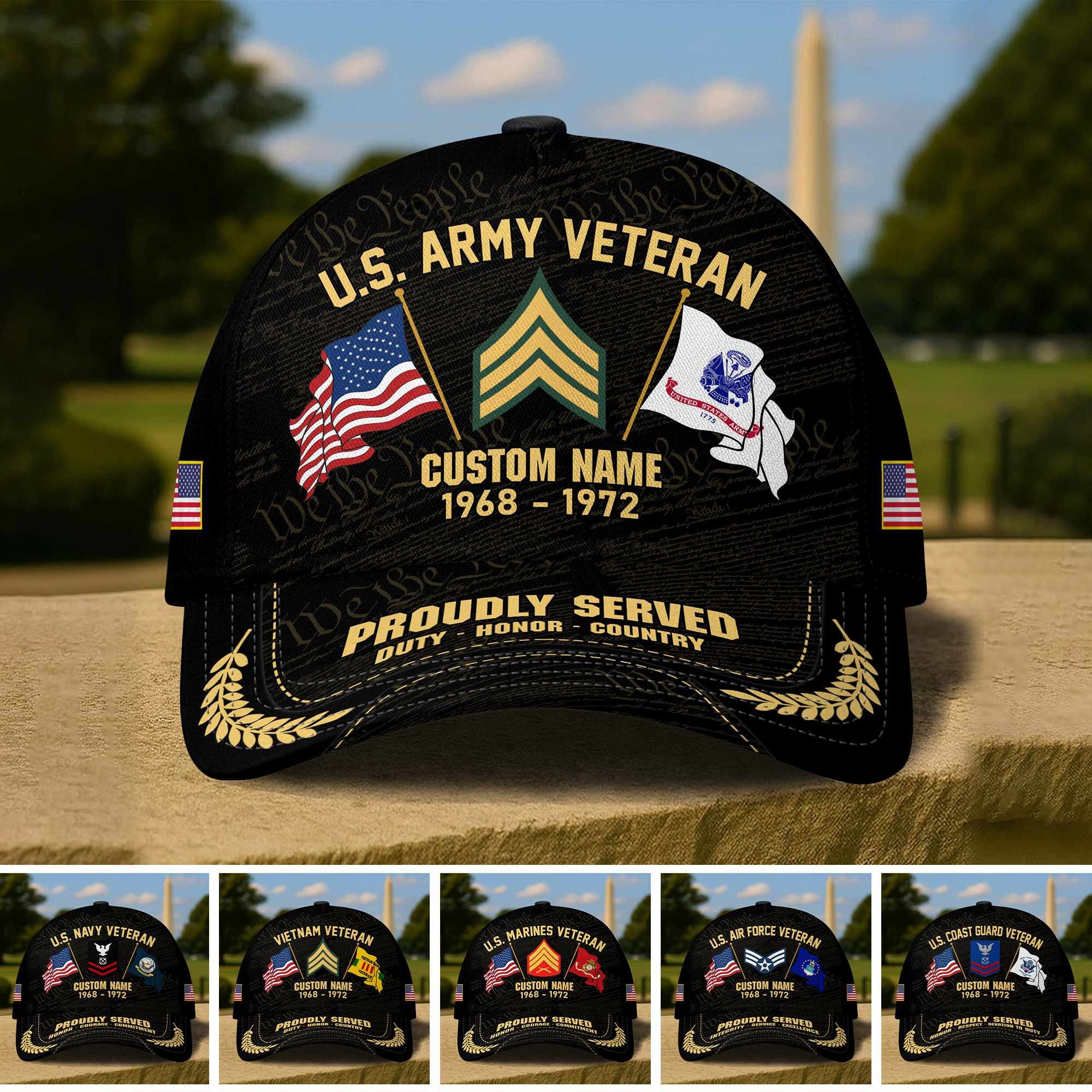 Premium Custom US Veterans Baseball Hats CPVC180501, Gifts for US Veterans, Gifts on Veterans Day, Father's Day.