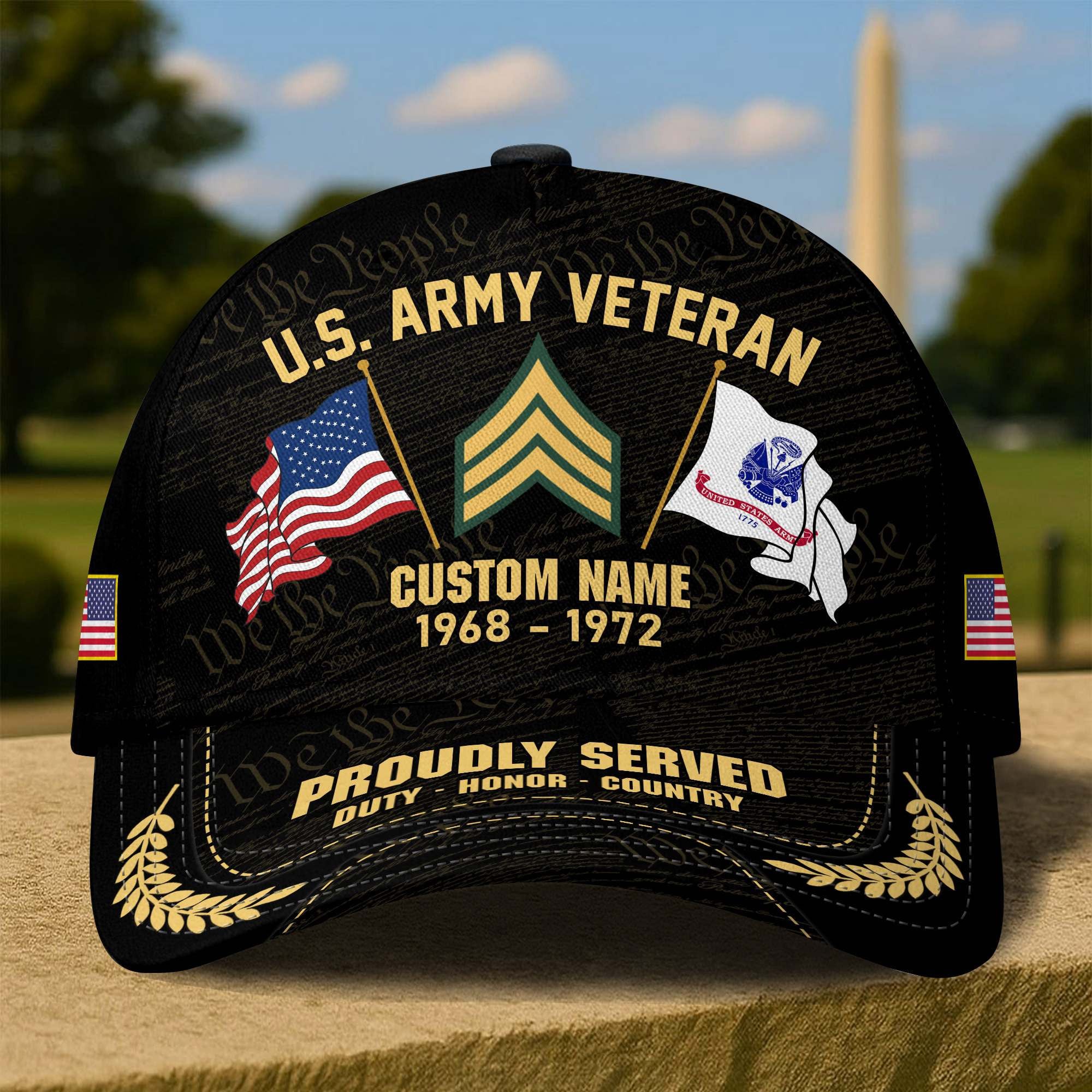 Premium Custom US Veterans Baseball Hats CPVC180501, Gifts for US Veterans, Gifts on Veterans Day, Father's Day.