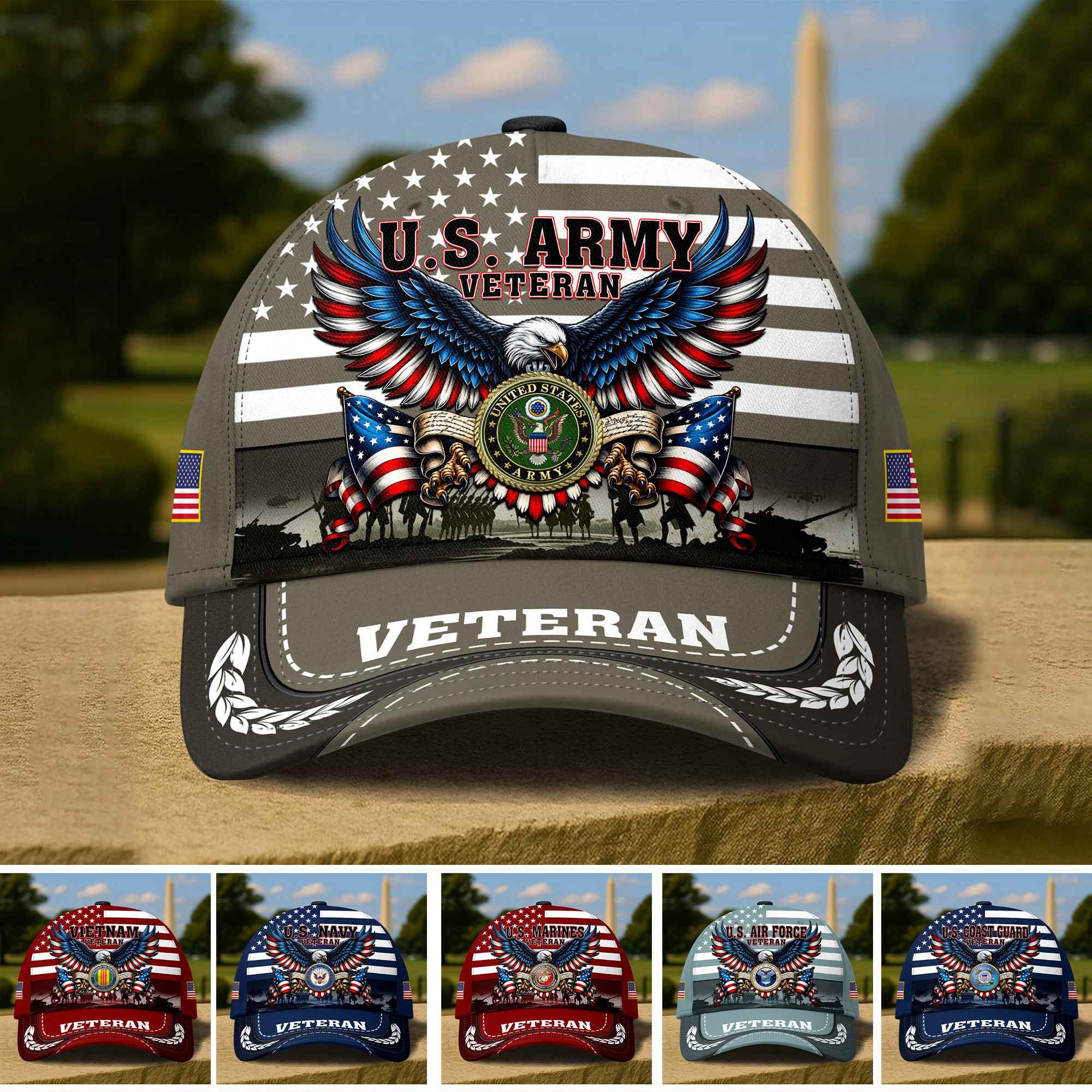 Premium US Veterans Baseball Hats ATTN210521, Gifts for US Veterans, Gifts on Veterans Day, Father's Day.