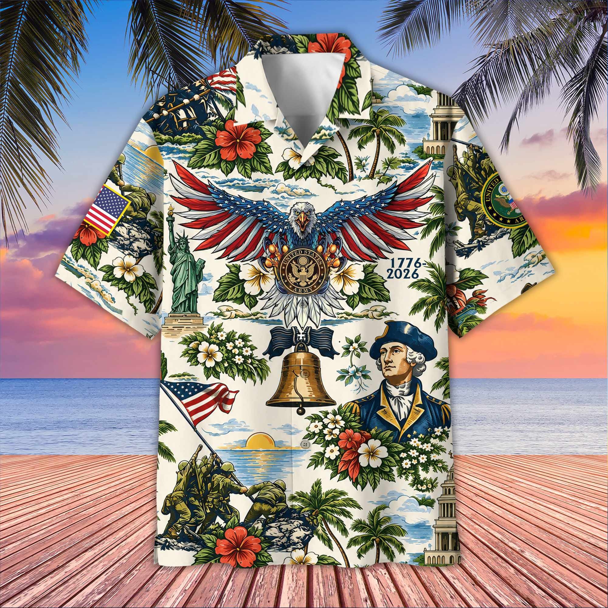Premium America 250th Anniversary US Veterans Hawaiian Shirt CPHN210511, Gifts for U.S. Veterans, Gifts for Independence Day, Veterans Day.