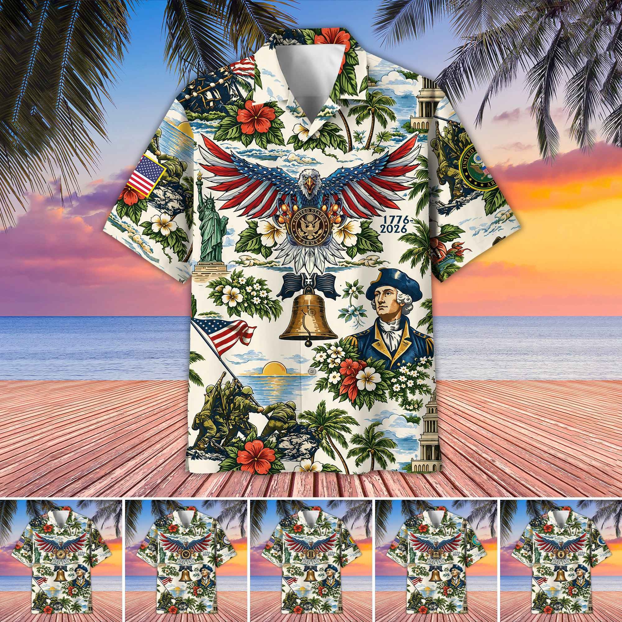 Premium America 250th Anniversary US Veterans Hawaiian Shirt CPHN210511, Gifts for U.S. Veterans, Gifts for Independence Day, Veterans Day.