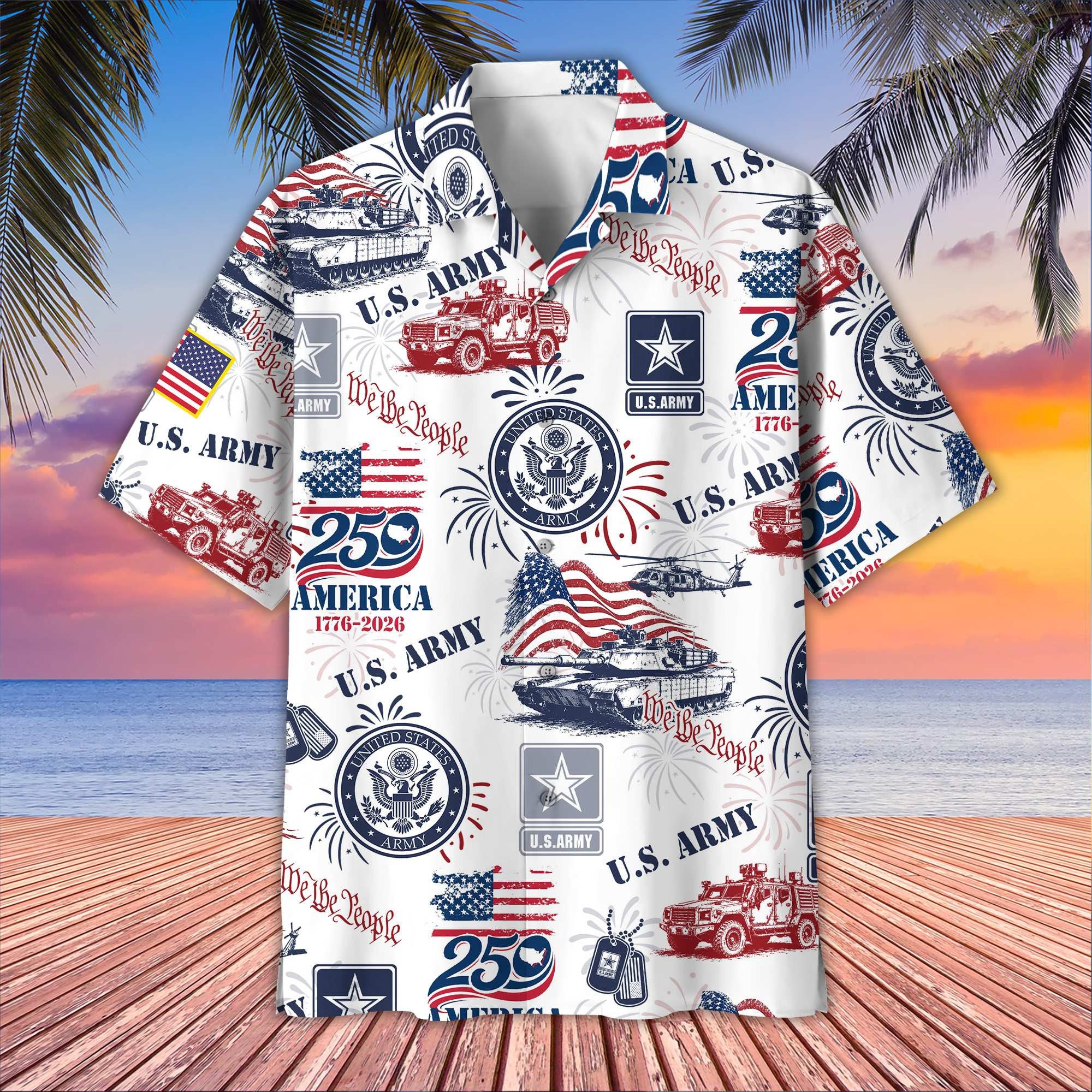 Premium America 250th Anniversary US Veterans Hawaiian Shirt CPHN280511, Gifts for U.S. Veterans, Gifts for Independence Day, Veterans Day.
