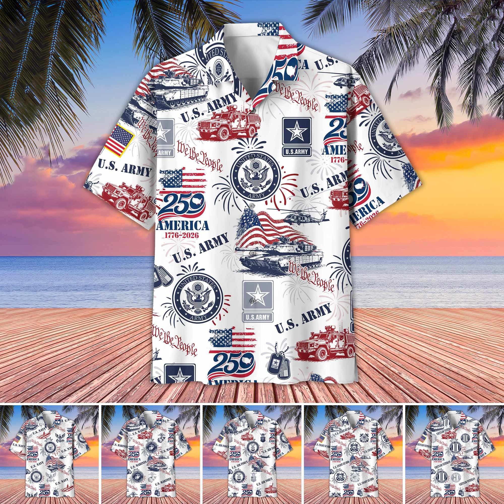 Premium America 250th Anniversary US Veterans Hawaiian Shirt CPHN280511, Gifts for U.S. Veterans, Gifts for Independence Day, Veterans Day.