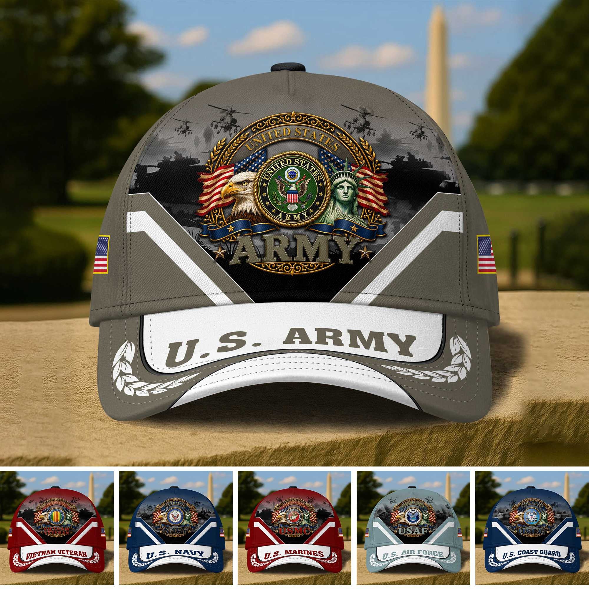 Premium US Veterans Baseball Hats ATTN210522, Gifts for US Veterans, Gifts on Veterans Day, Father's Day.