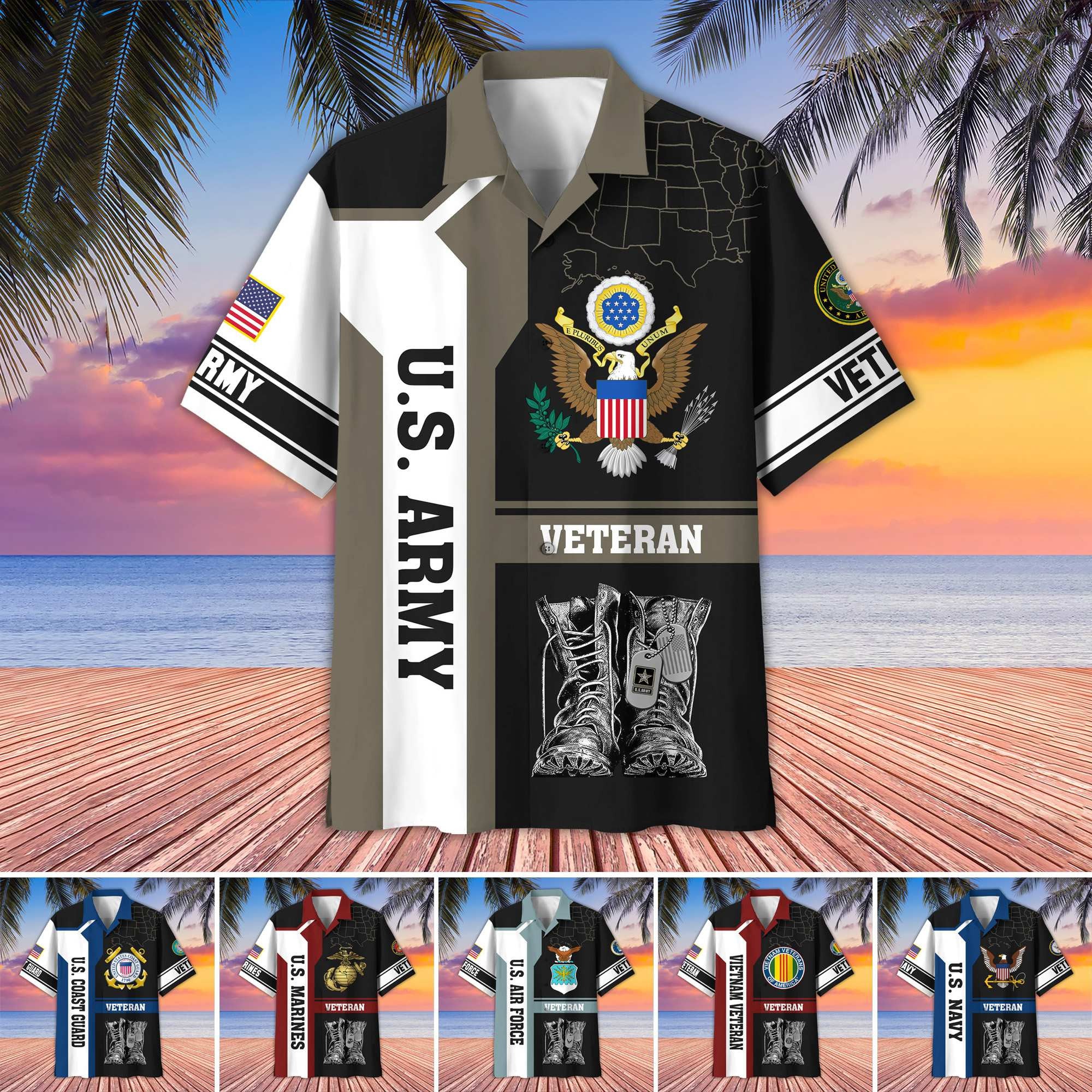 Premium US Veterans Hawaiian Shirt CPHN190511, Gifts For US Veterans, Gifts For Father's Day, Veterans Day.
