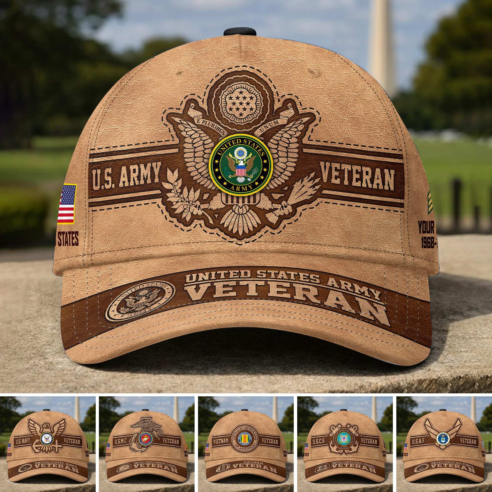 Premium Custom US Veterans Baseball Hats CPVC030601, Gifts for US Veterans, Gifts on Veterans Day, Father's Day.