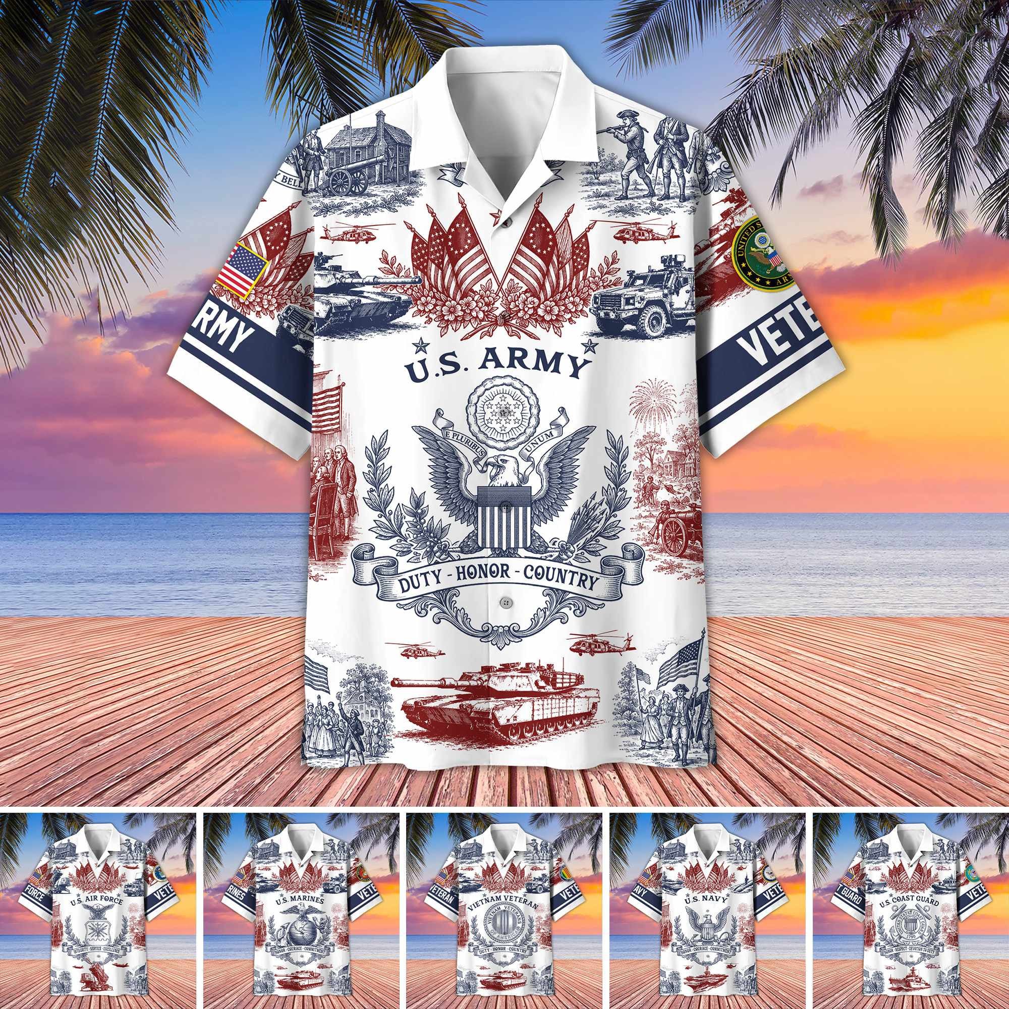 Premium US Veterans Hawaiian Shirt CPHN250611, Gifts For US Veterans, Gifts For Father's Day, Veterans Day.
