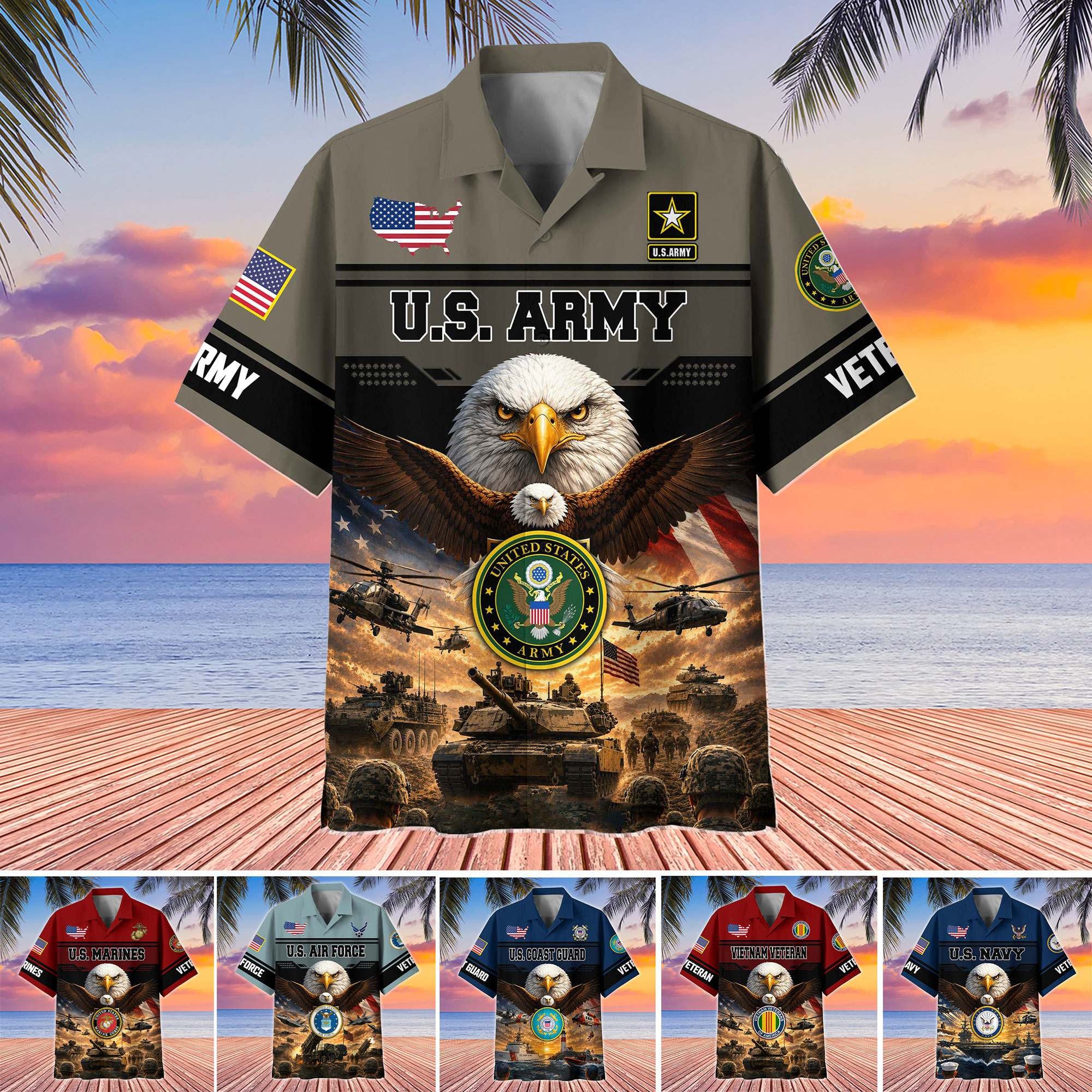 Premium US Veterans Hawaiian Shirt ATTN110621, Gifts For US Veterans, Gifts For Father's Day, Veterans Day.