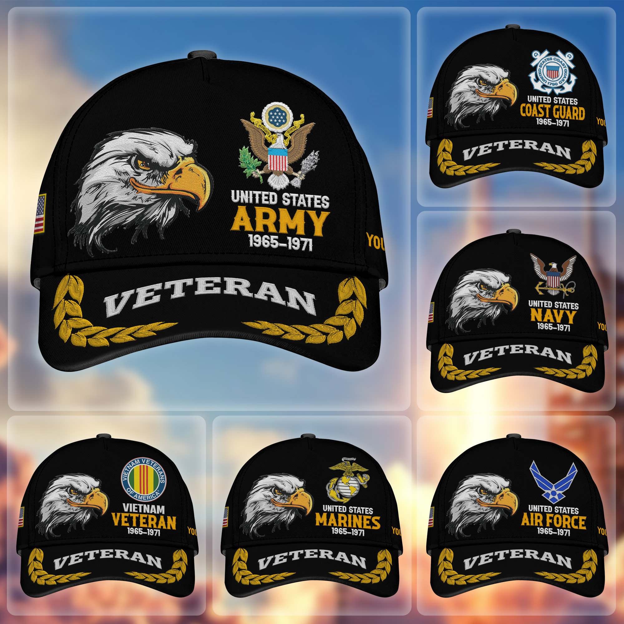 Premium Custom Embroidered US Veterans Hats CPVC300601, Gifts for US Veterans, Gifts on Veterans Day
