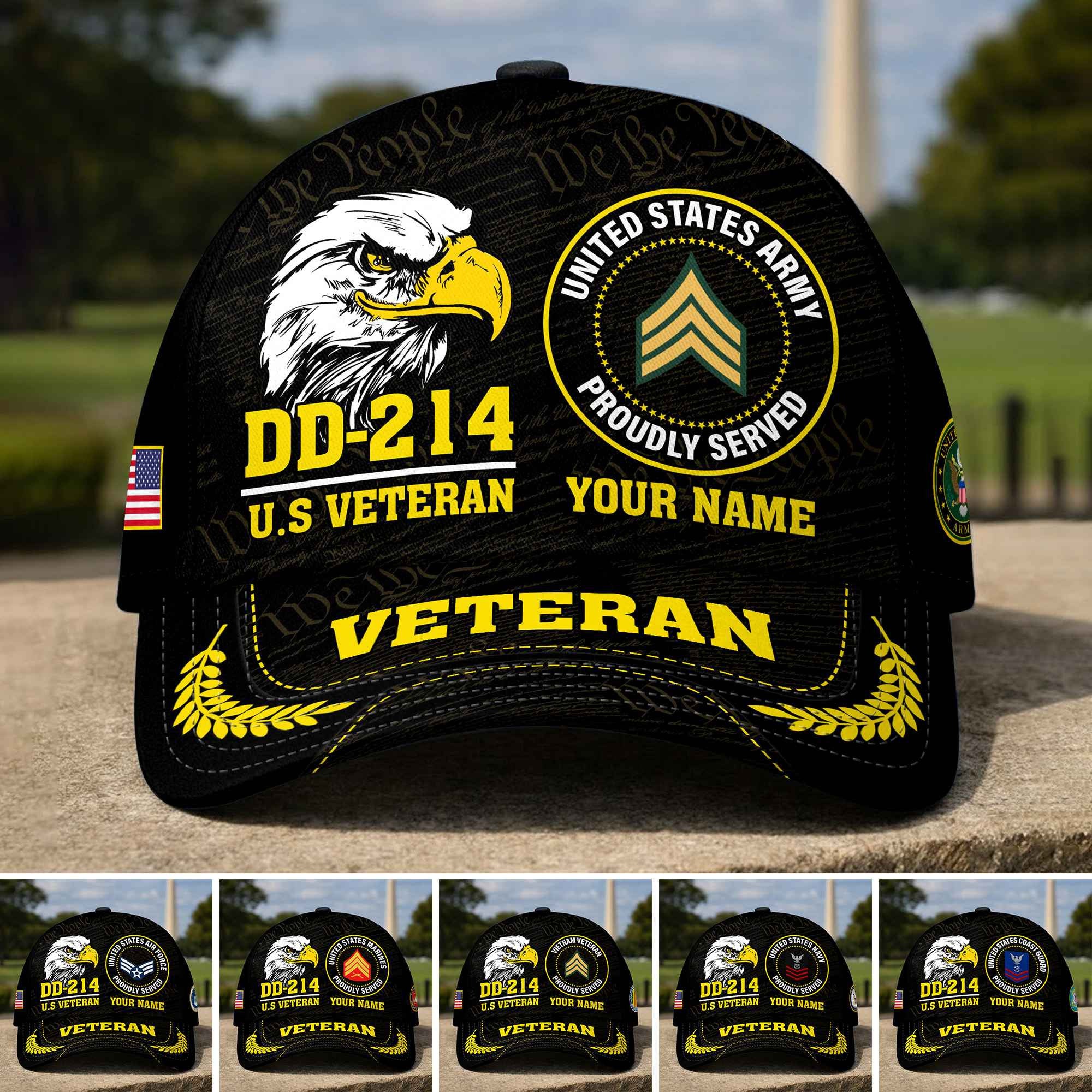 Premium Custom US Veterans Baseball Hats DPVC010701, Gifts for US Veterans, Gifts on Veterans Day, Father's Day.