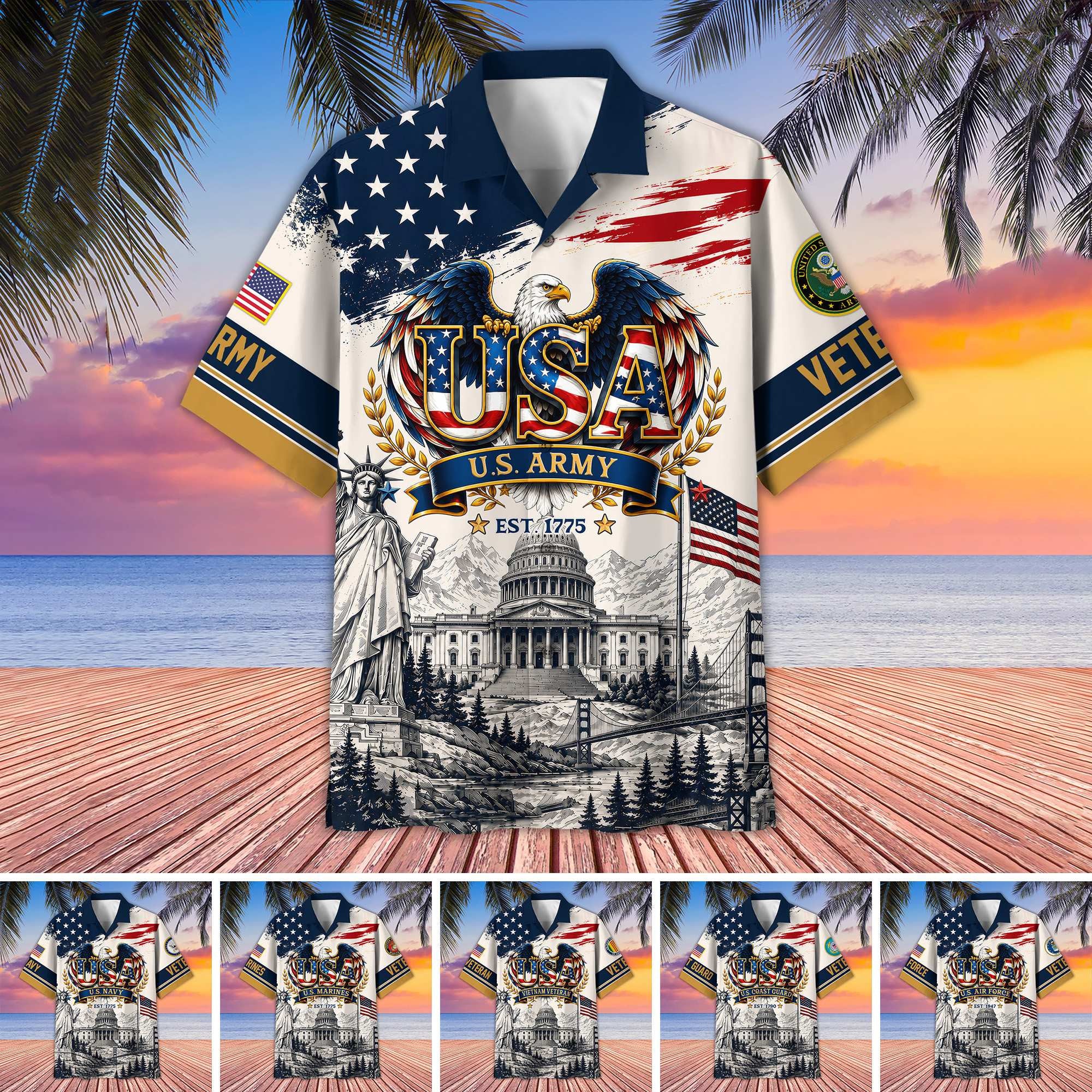 Premium US Veterans Hawaiian Shirt CPHN020711, Gifts For US Veterans, Gifts For Father's Day, Veterans Day.