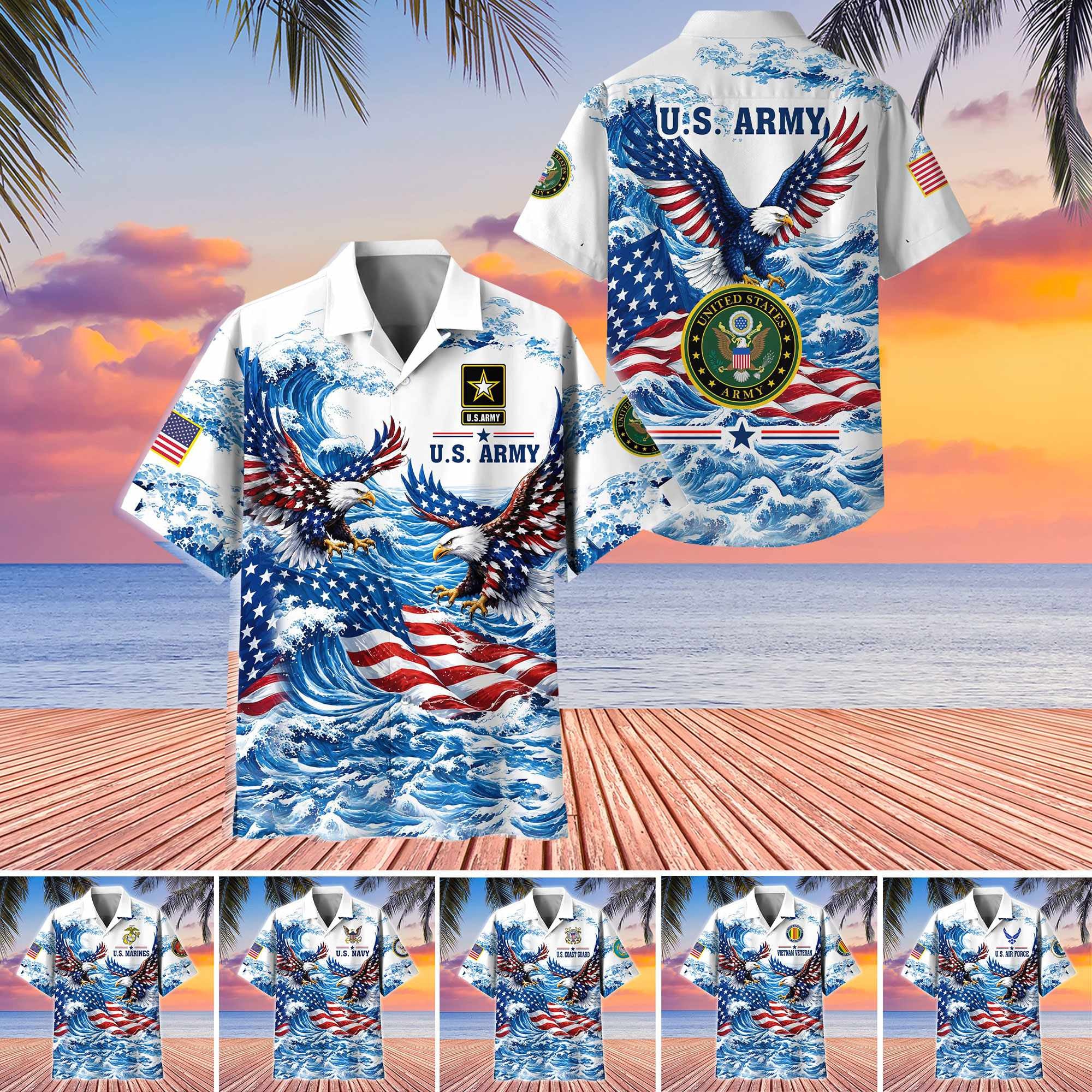 Premium US Veterans Hawaiian Shirt BTTN060721, Gifts For US Veterans, Gifts For Father's Day, Veterans Day.