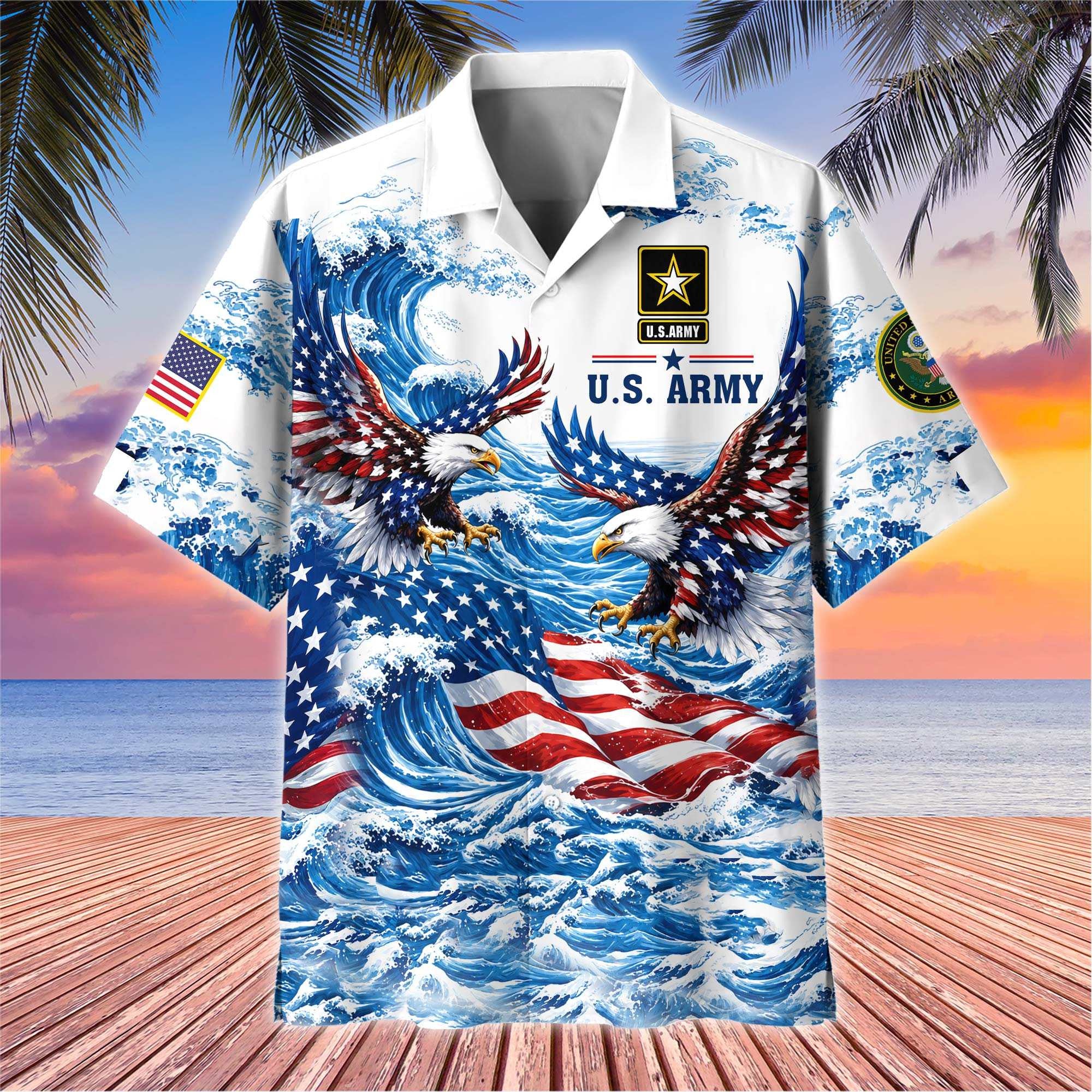 Premium US Veterans Hawaiian Shirt BTTN060721, Gifts For US Veterans, Gifts For Father's Day, Veterans Day.
