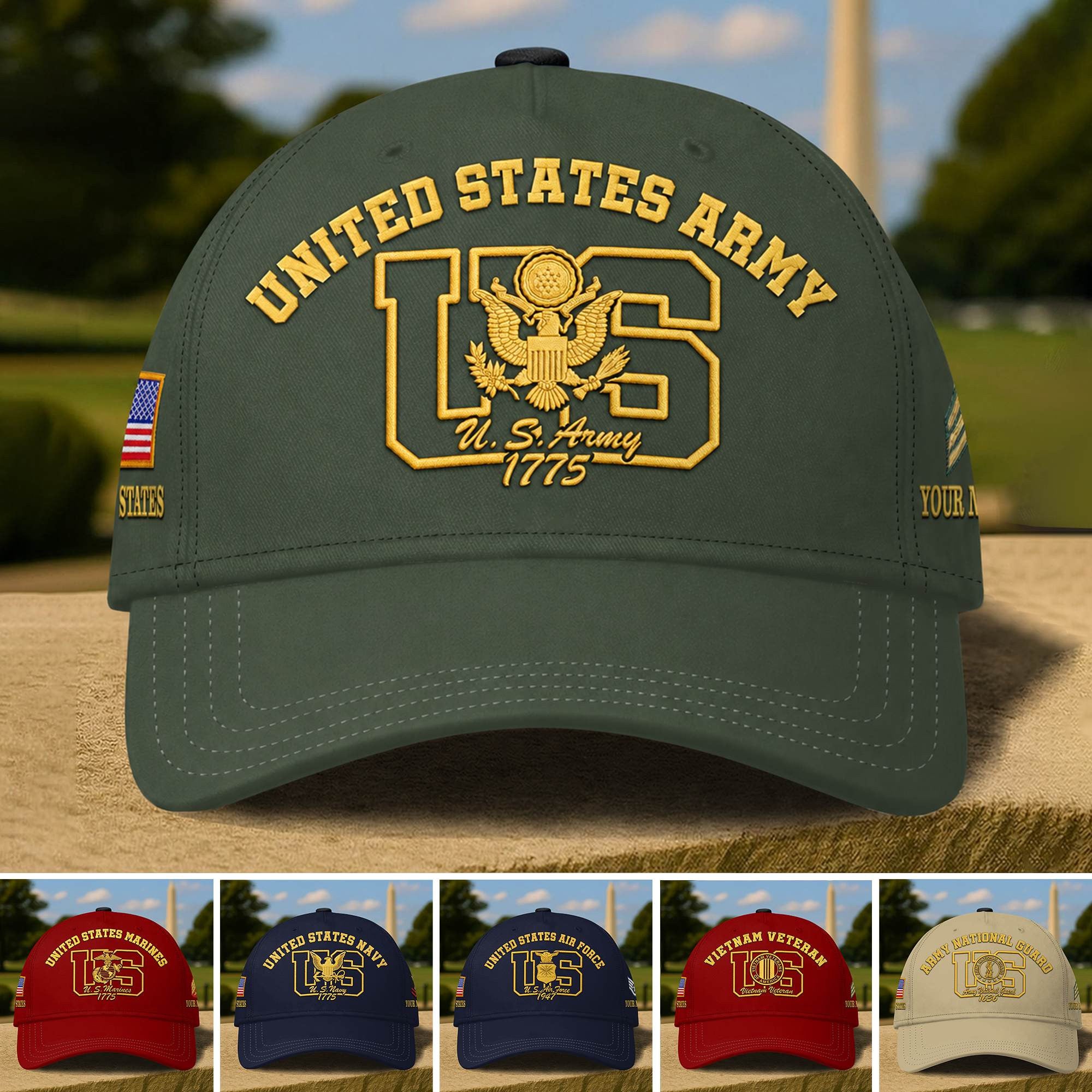 Premium Custom Embroidered US Veterans Hats CPHN300611, Gifts For US Veterans, Gifts For Veterans Day.