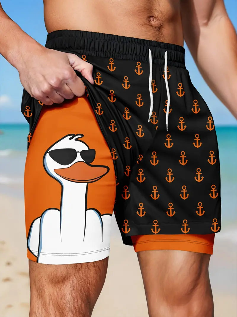 Men's 2-in-1 Quick-Dry Beach Shorts