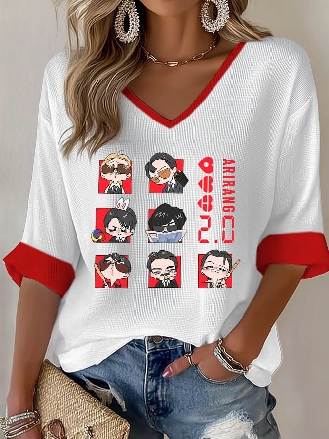 Women's Music Art Print V-Neck Top – Us Revel