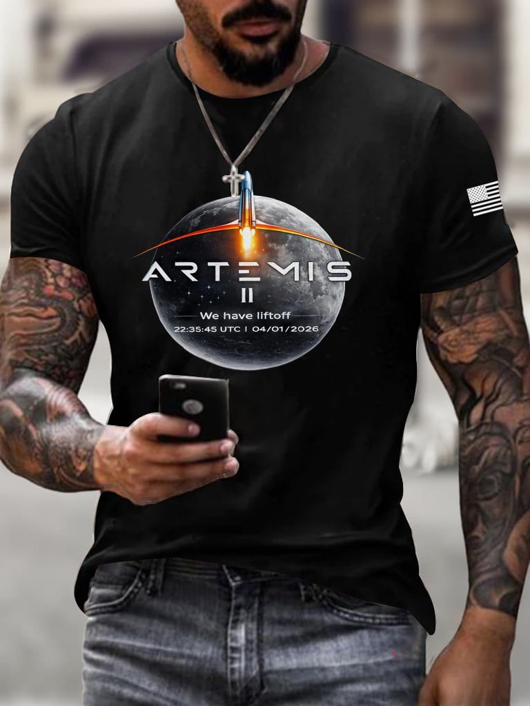 Men's Artemis II Round Neck Casual Printed T-Shirt