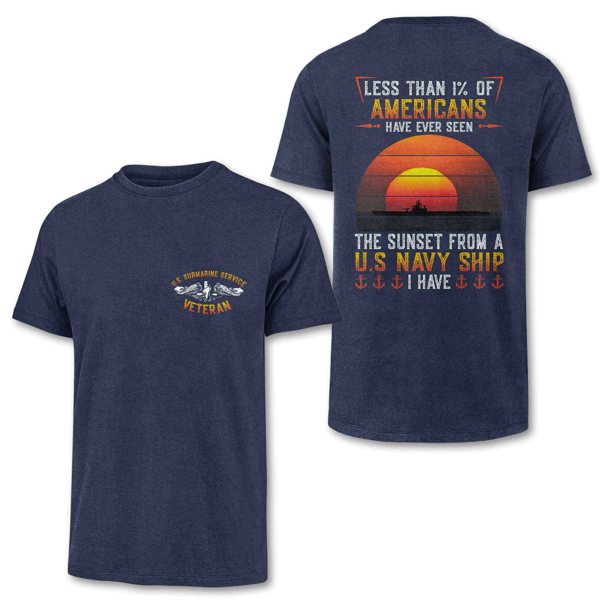 Navy Submarine Less Than 1% Navy Ship Double Sided Classic T-shirt