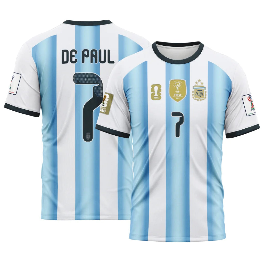 De Paul 7  AOP T-Shirt 2026 World Cup Argentina Home