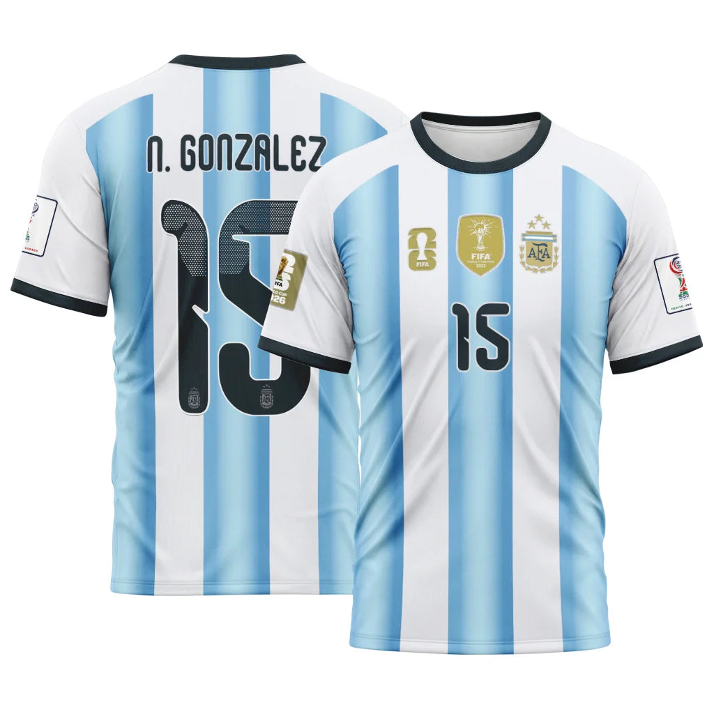 Nico González 15 AOP T-Shirt 2026 World Cup Argentina Home