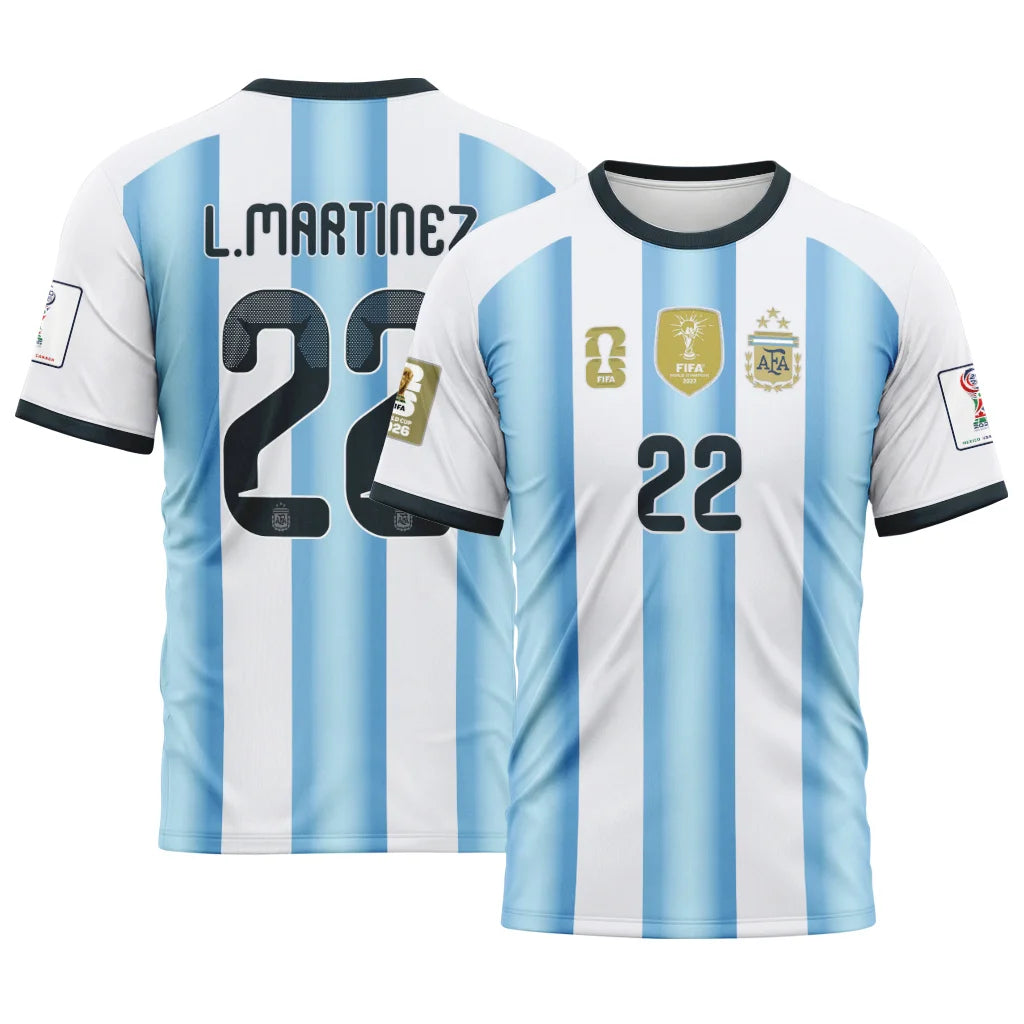 Lautaro Martínez 22 AOP T-Shirt 2026 World Cup Argentina Home