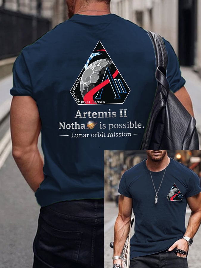 Men's Artemis II Round Neck Casual Printed T-Shirt