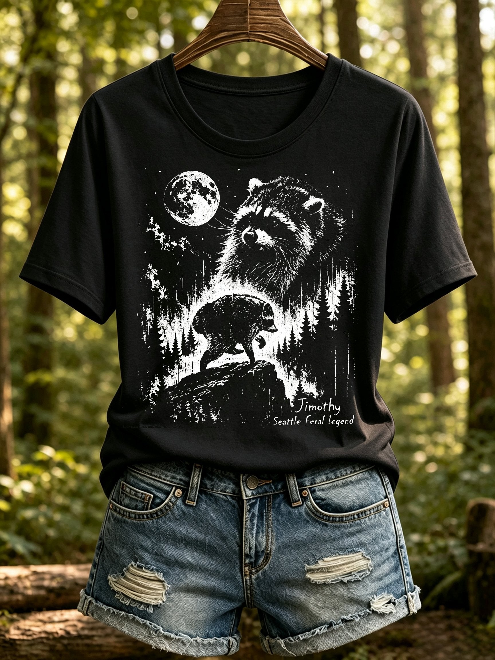 Women's Retro Jimothy Seattle Feral legend Print Comfortable T-Shirt
