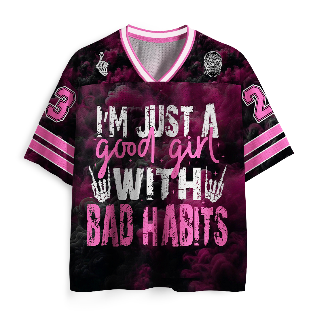 Vintage I'm Just A Good With Bad Habits Mesh Jersey