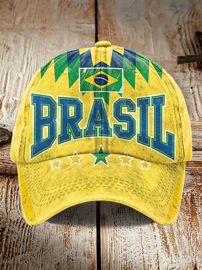 Brasil Retro Flag Baseball  Print Cap
