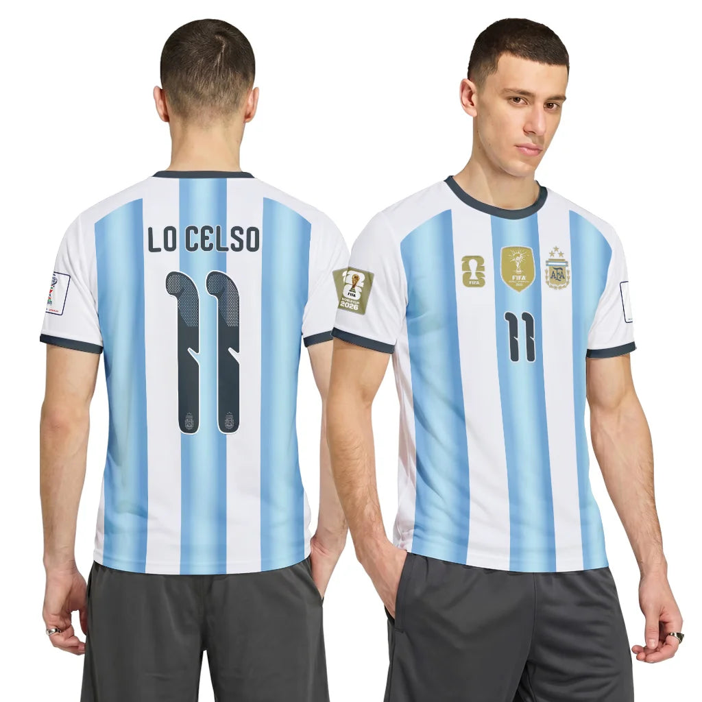 Lo Celso 11 AOP T-Shirt 2026 World Cup Argentina Home