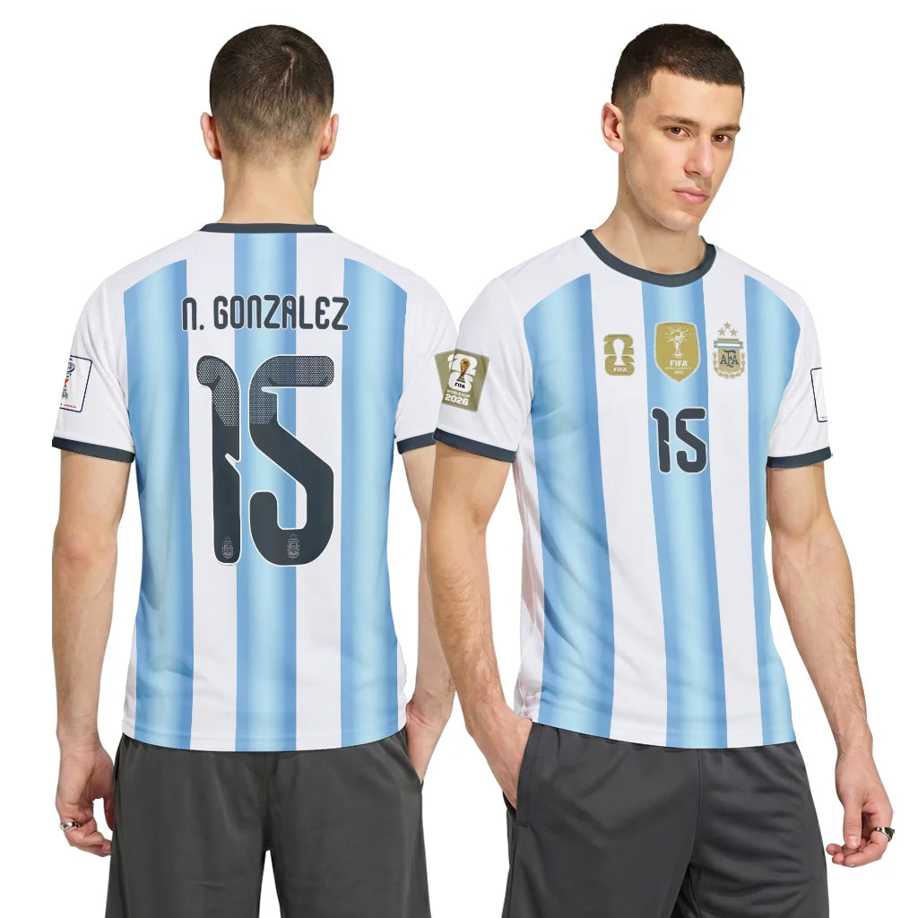 Nico González 15 AOP T-Shirt 2026 World Cup Argentina Home
