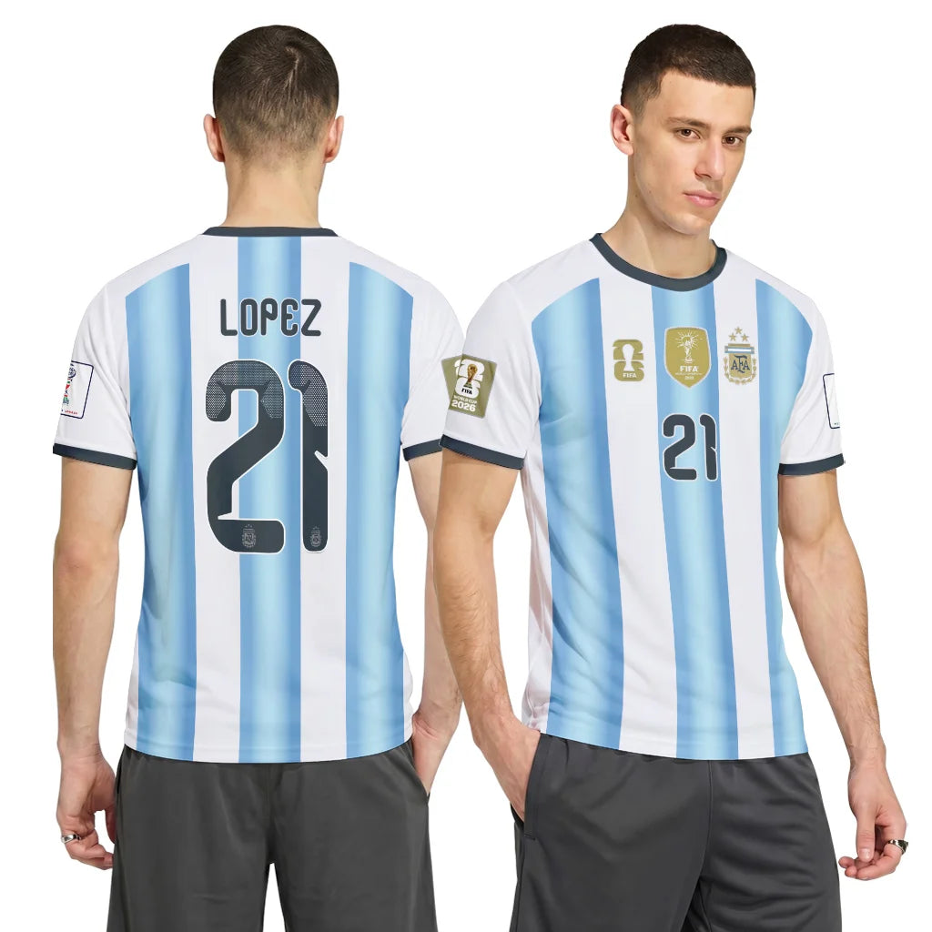 Lopez 21 AOP T-Shirt 2026 World Cup Argentina Home