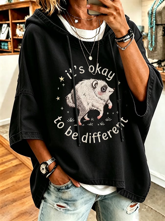 Women's It's Okay To Be Different Print Hooded Sweatshirt