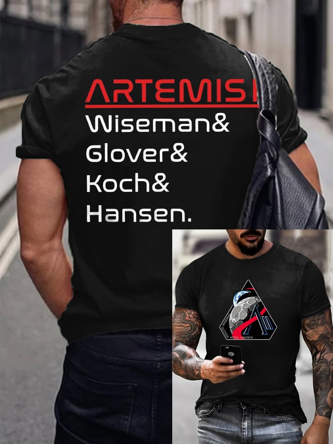 Men's Artemis II Round Neck Casual Printed T-Shirt
