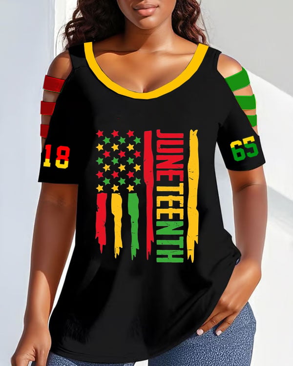Women's Black Juneteenth Print T-Shirt