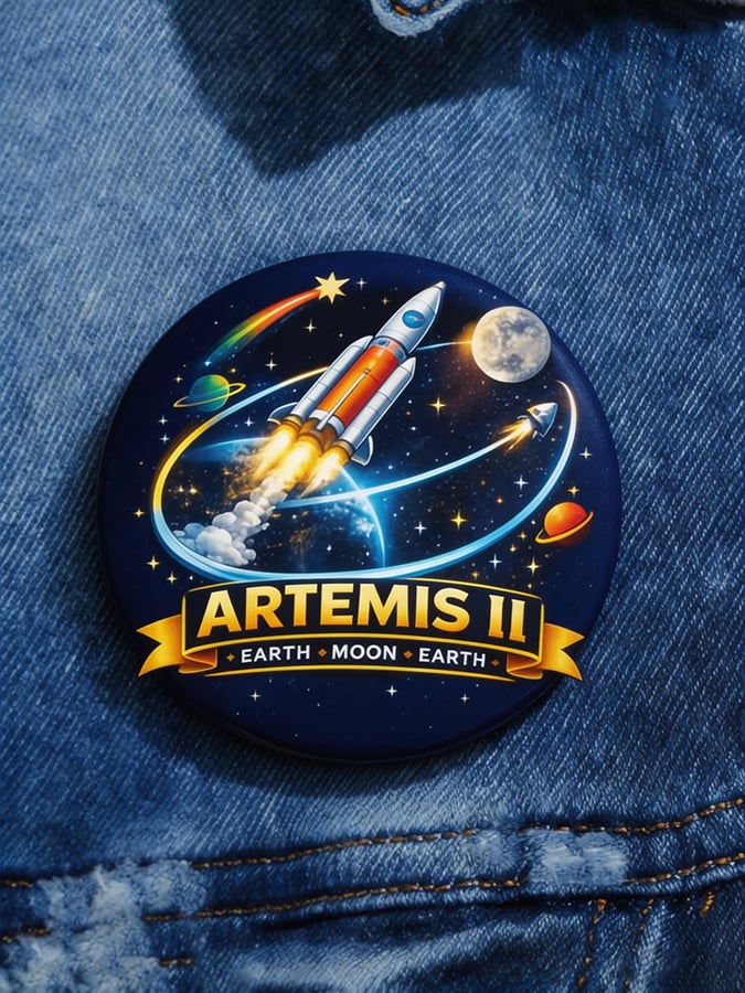 Artemis II Space Mission Pin Button