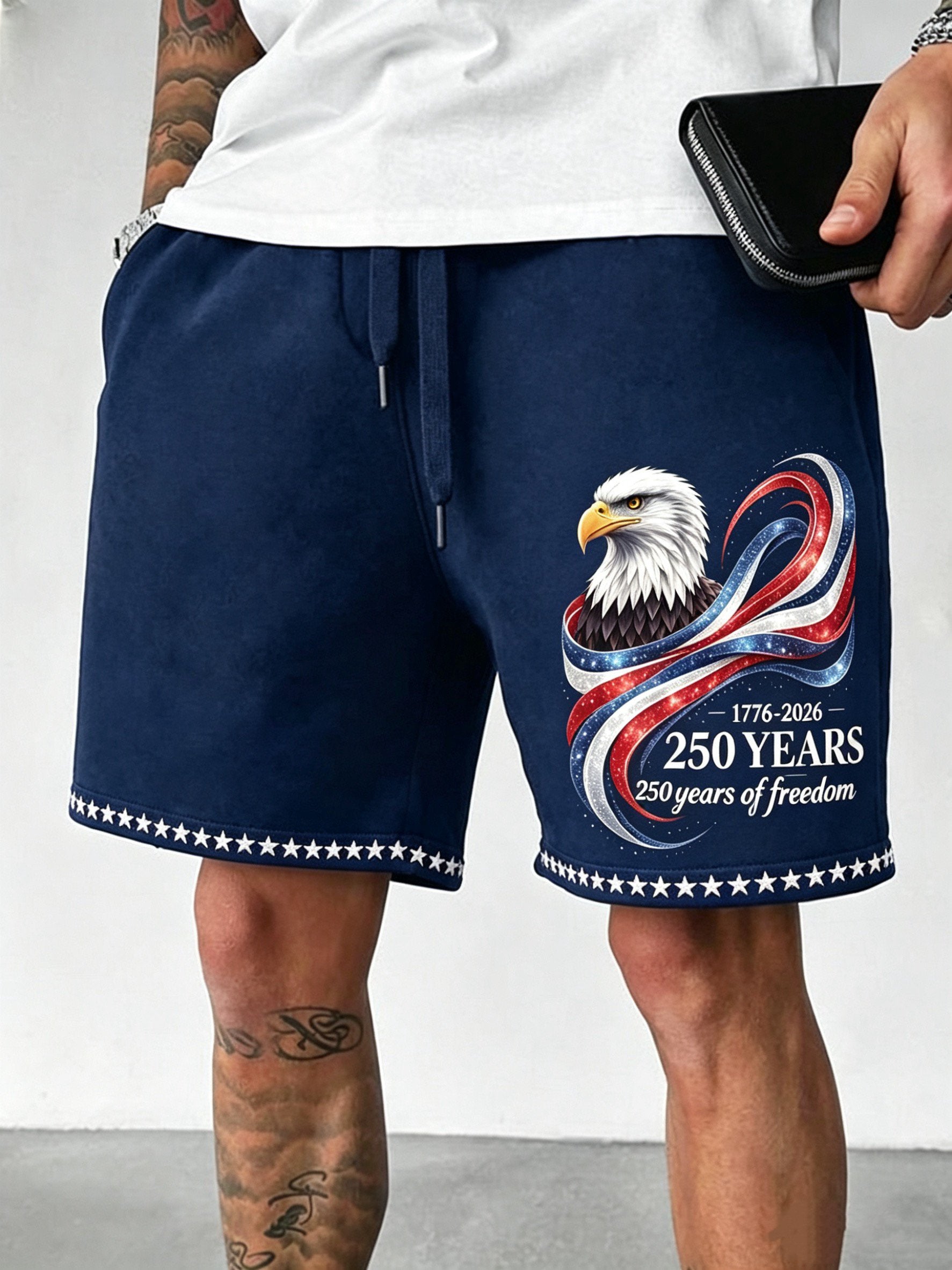 Men's Casual 250th Anniversary Print  Beach Shorts