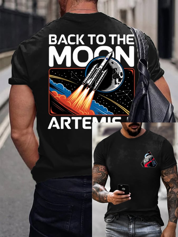 Men's Artemis II Round Neck Casual Printed T-Shirt