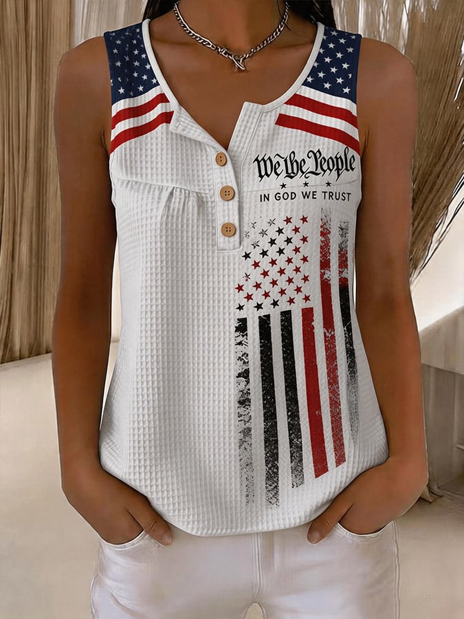 Women's Independence Day Print Waffle-Knit Top